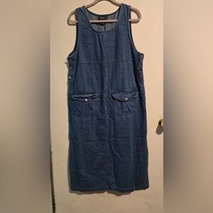 BLUE 84 Denim Pinafore Dress in Dark Blue